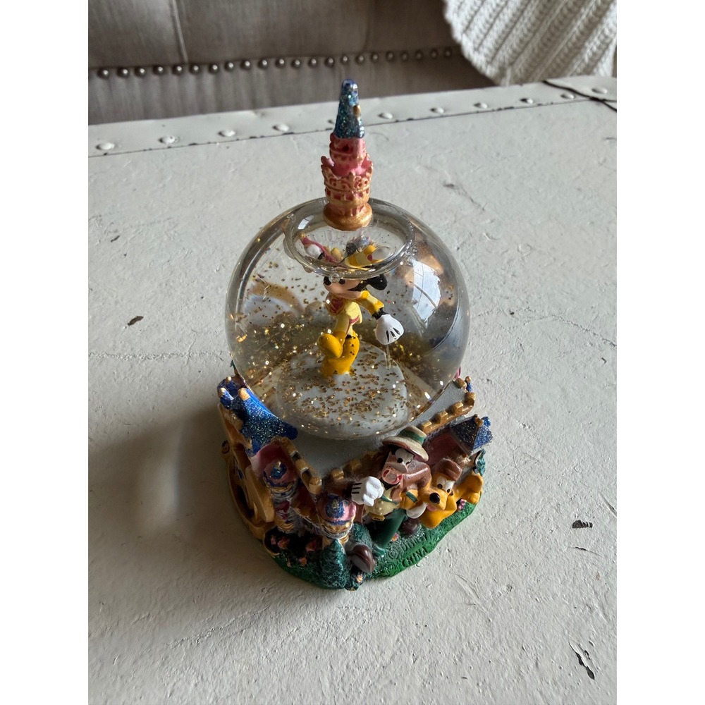 DISNEY Snow Globe Multicolor Disneyland 50th Anniversary Collectible Glitter